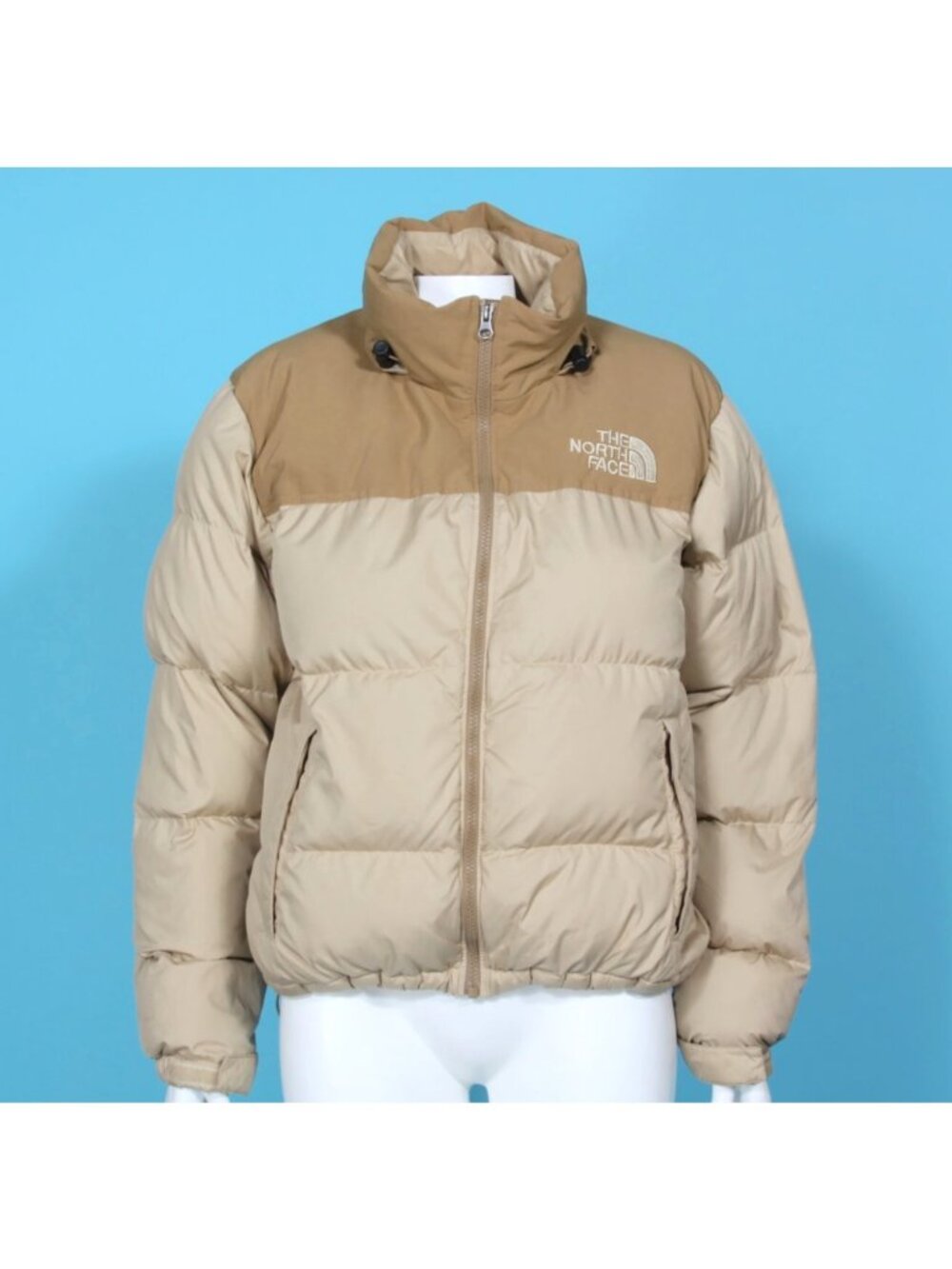 Women The North Face ECO Nuptse 600-Down Insulated Jacket Khaki Brown sz M /856